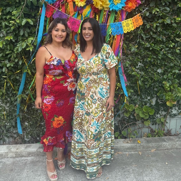 Cato Vibrant Floral Maxi Dress - Green and Cream - Picture 2 of 2